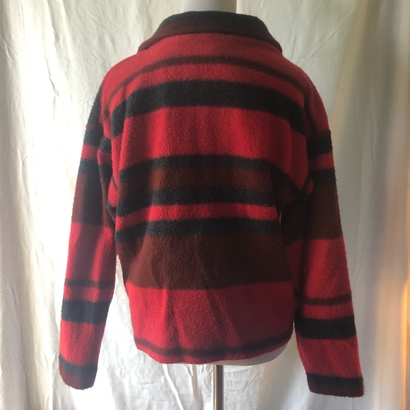 Byer California Red Brown & Grey Striped Fleece Jacket (S) - Picture 3 of 5